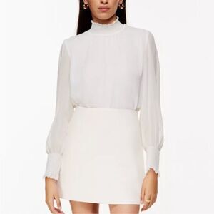 Aritzia Wilfred Valencia Blouse in White Size S Long Sleeve Chiffon
